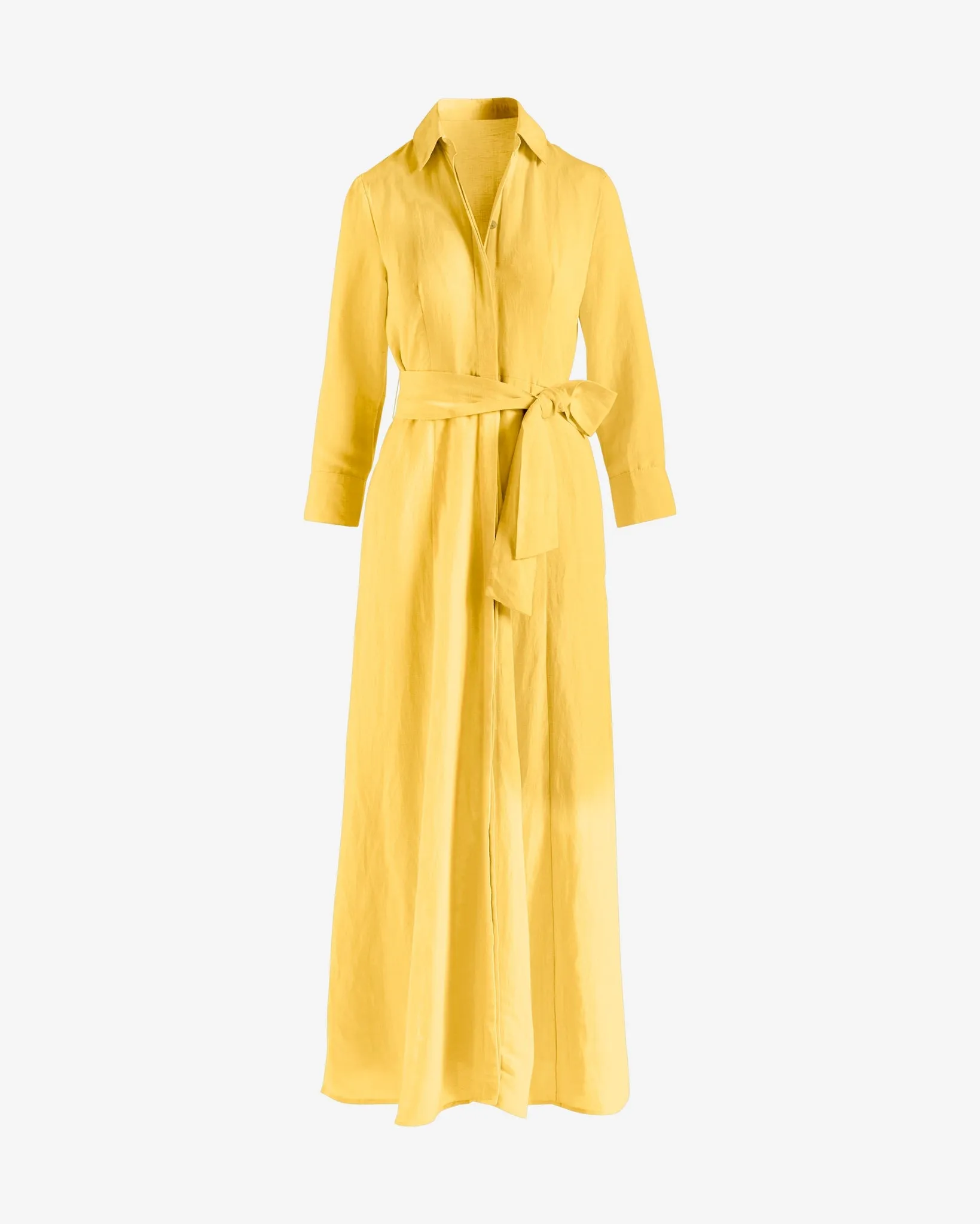 Peyton Three Quarter Sleeve Linen Shirt Dress Maxi Lemon Drop sold by Boston Proper product image thumbnail 2