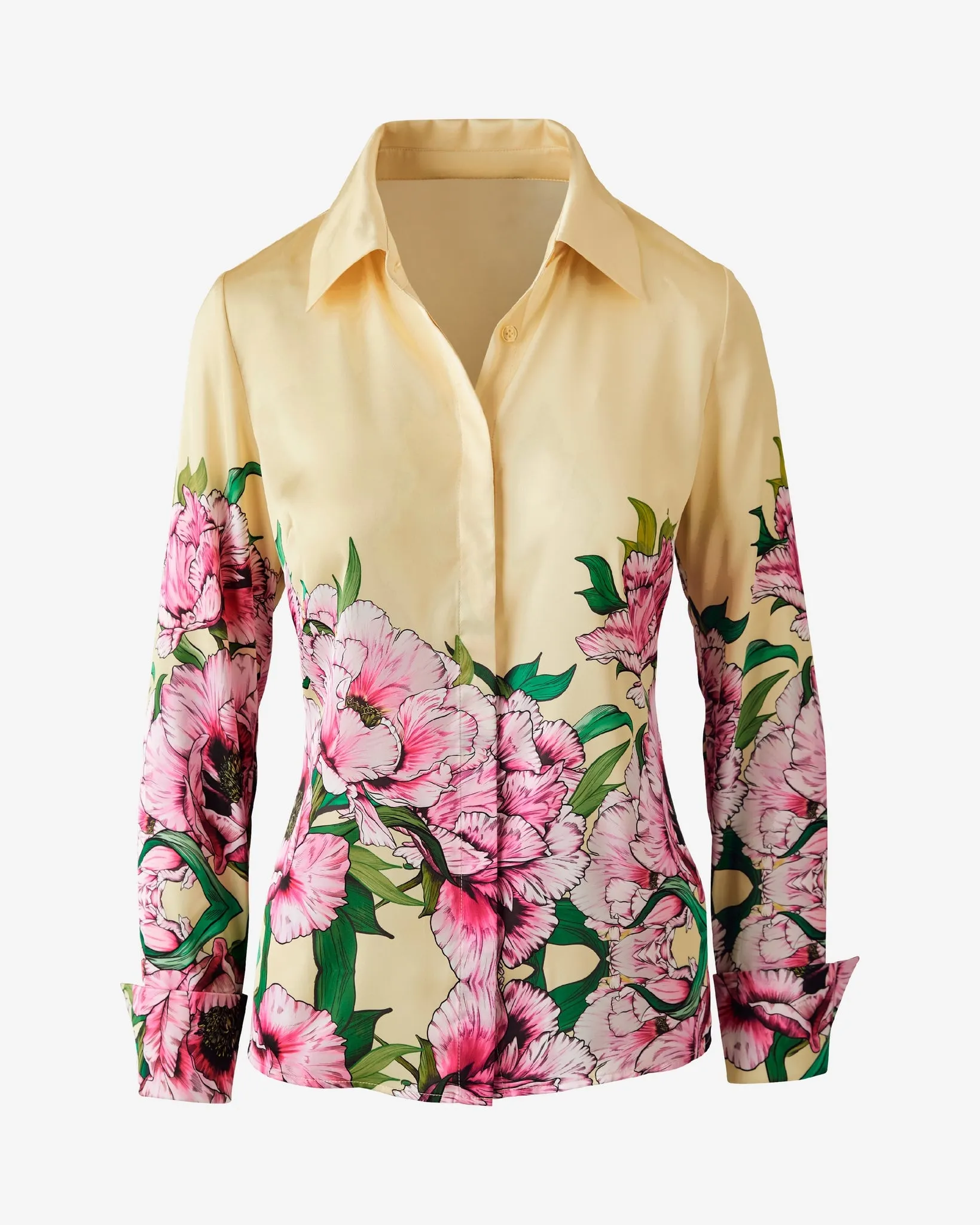 Sophia Button- Up Printed Charmeuse Blouse Flirty Floral sold by Boston Proper product image thumbnail 2