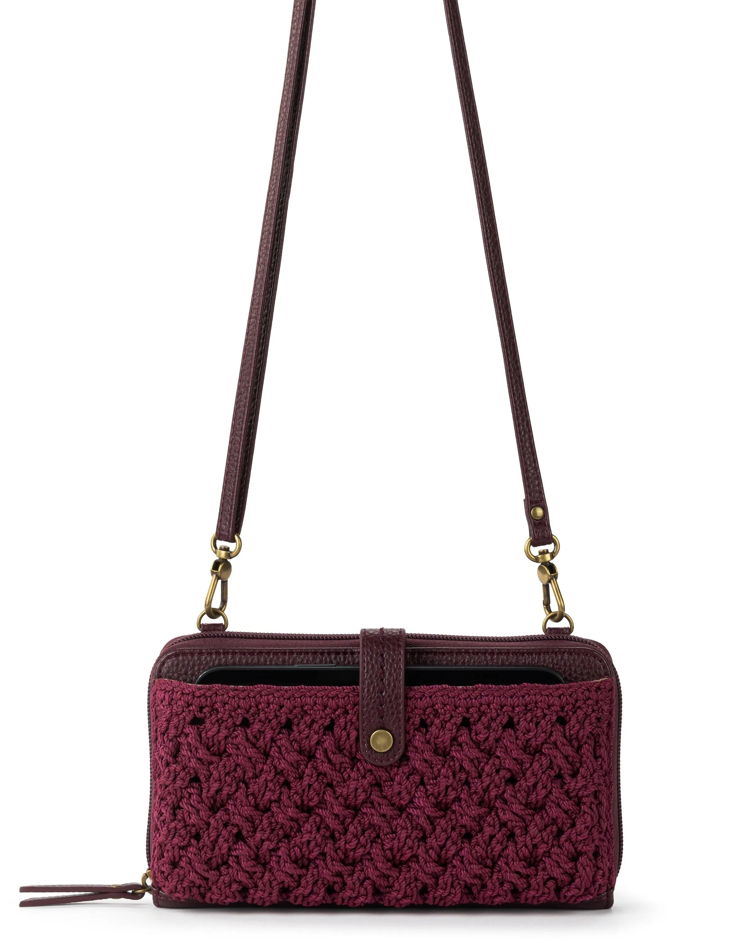 Iris Smartphone Wallet - Hand Crochet - Black Cherry Cozy Weave sold by Boston Proper product image thumbnail 2