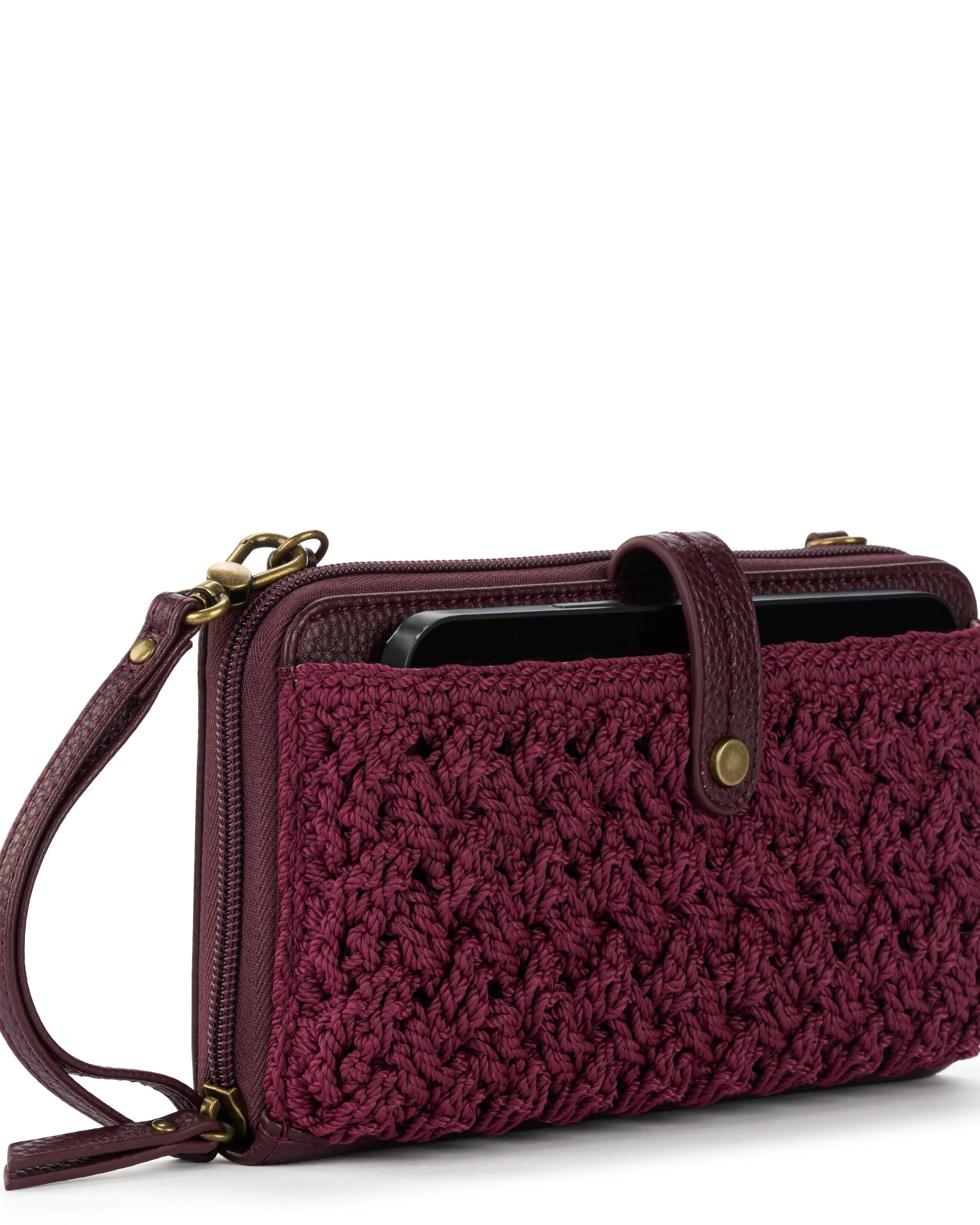 Iris Smartphone Wallet - Hand Crochet - Black Cherry Cozy Weave sold by Boston Proper product image thumbnail 3
