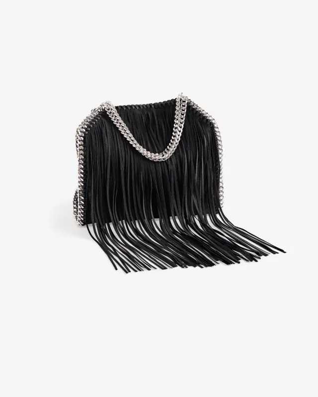 Fringe Chain Detail Handbag Black made by Boston Proper