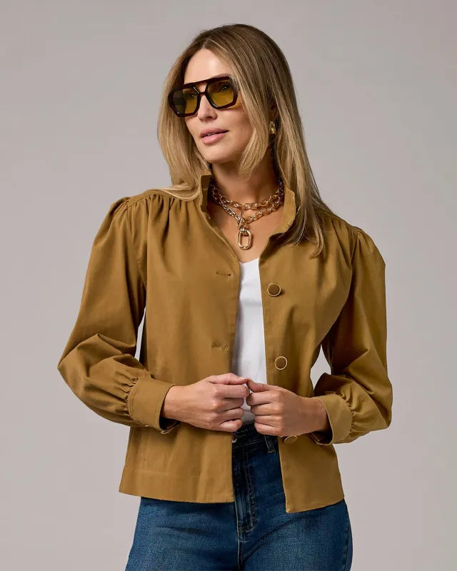 Brushed Twill Long Sleeve Shirt Jacket Hazelnut made by Boston Proper