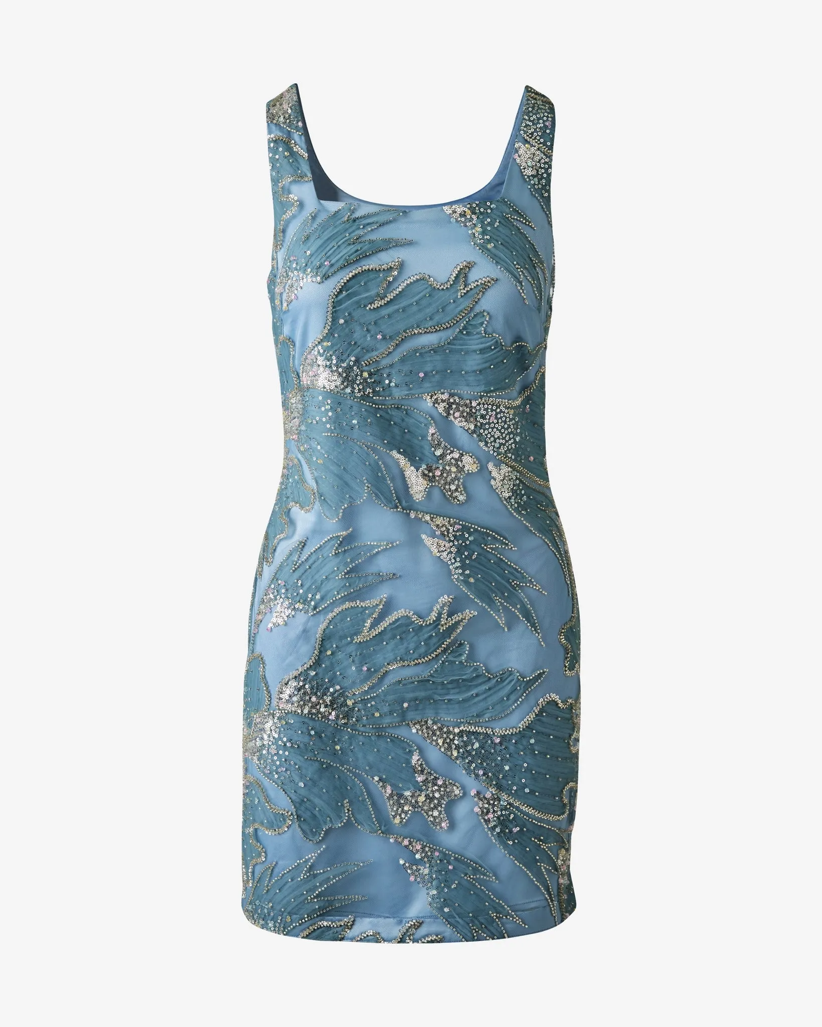 All Over Beaded Square Neck Sheath Dress Blue sold by Boston Proper product image thumbnail 2