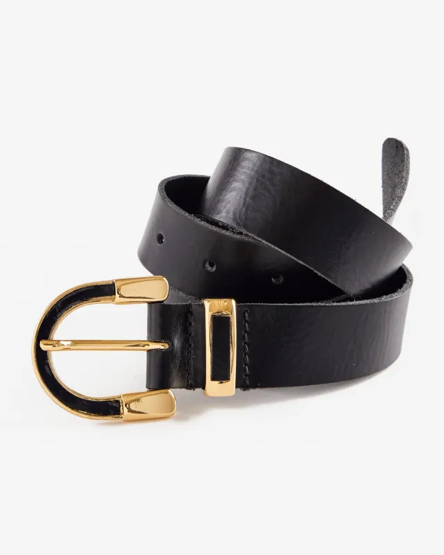Gold Detail Buckle Belt Black made by Boston Proper