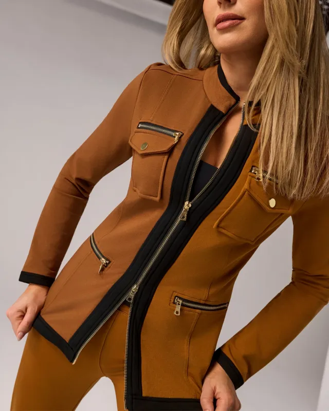 Chic Zippered Sport Coordinate Set Tortoise Shell made by Boston Proper