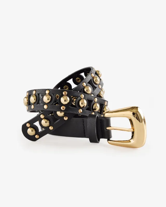 Gold Studded Belt Black made by nOir Jewelry
