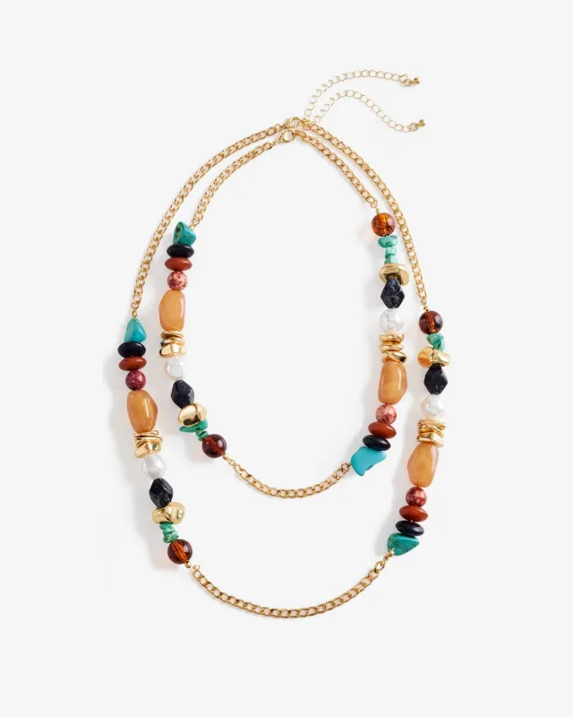 Stone Layered Necklace Multi made by nOir Jewelry