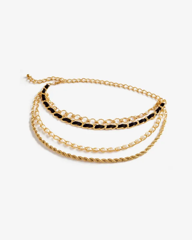 Pearl and Black Detail Chain Belt Gold made by nOir Jewelry