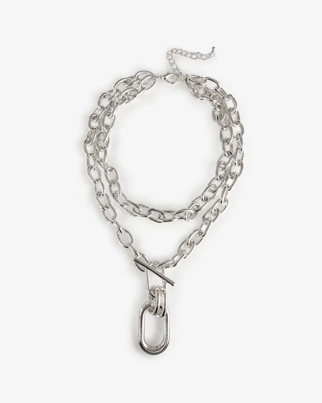 Chunky Chain Link Necklace Silver made by Boston Proper