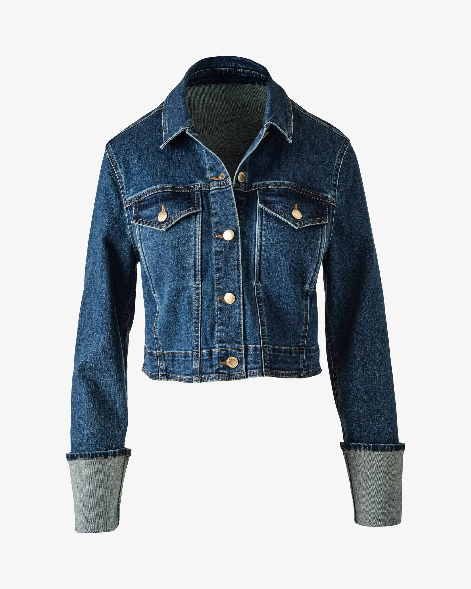 Wide Cuff Denim Jacket Dark/Medium Denim sold by Boston Proper product image thumbnail 2