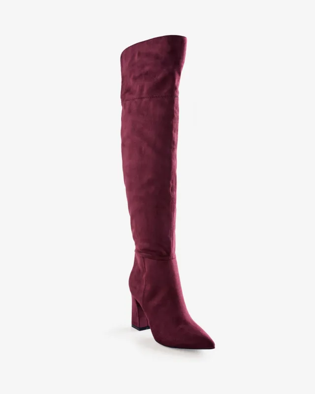 Over The Knee Pointed Toe Boot Wine made by Marc Fisher