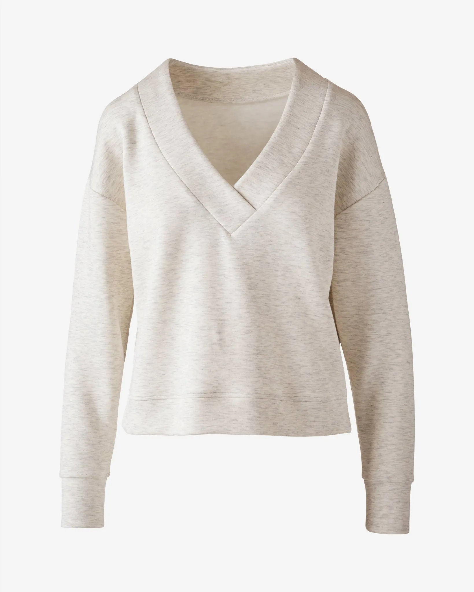 Luxe Lounge Drop Shoulder V Neck Top Light Heather Gray sold by Boston Proper product image thumbnail 2