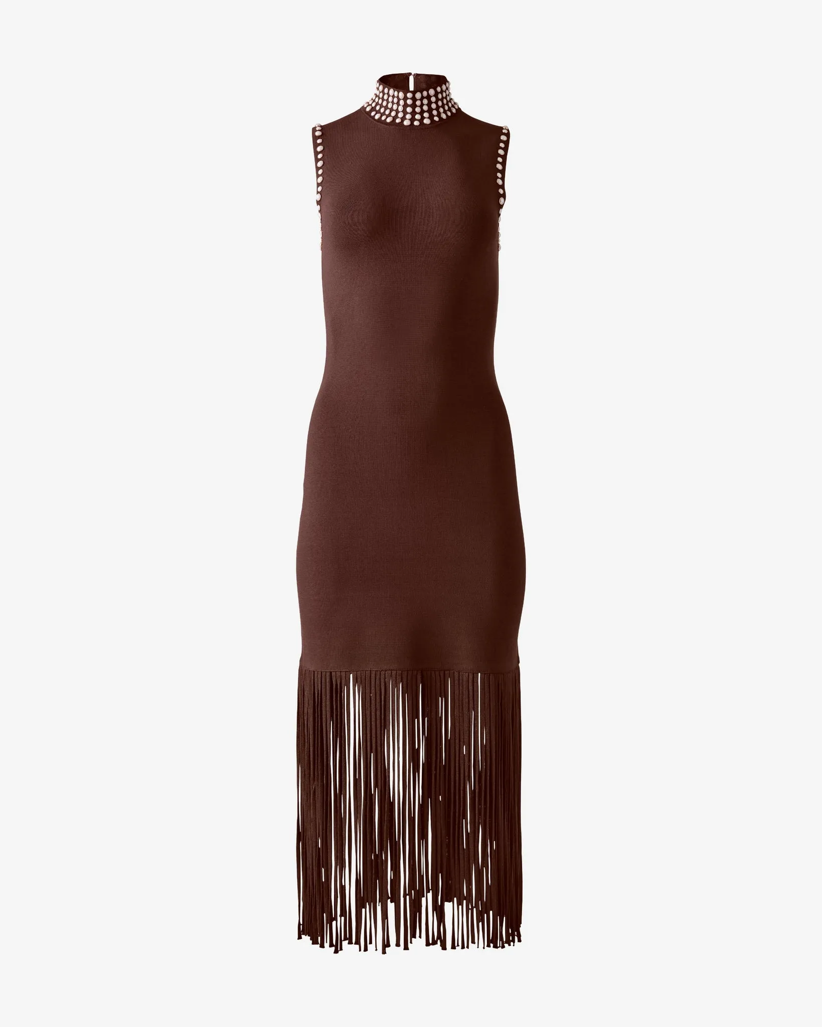 Pearl Embellished Fringe Dress Brown sold by Boston Proper product image thumbnail 2