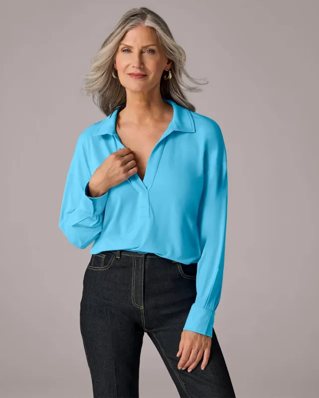 Collared Knit Shirt Baltic Sea made by Boston Proper