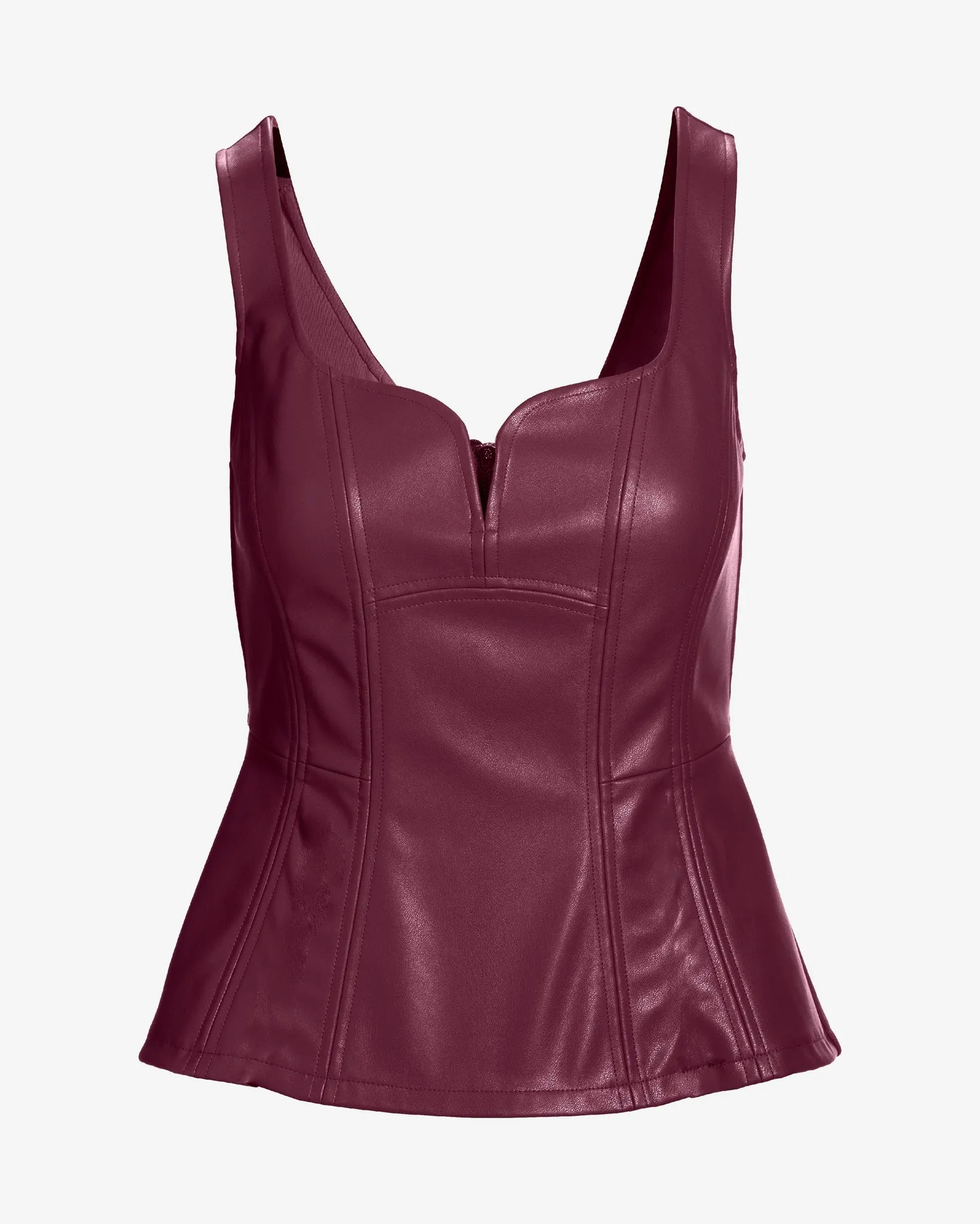 Faux Leather Peplum Top Mauve Wine sold by Boston Proper product image thumbnail 2