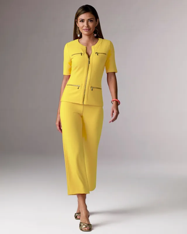 Beyond Travel Cropped Chic Coordinates Lemon Drop made by Boston Proper