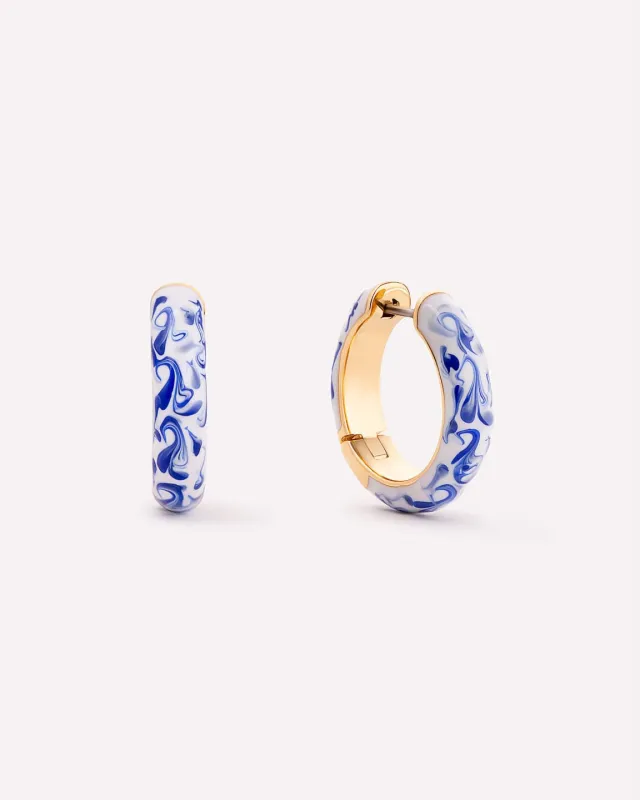 Hoop Earrings - Giulia Medium Marble Blue made by Ana Luisa