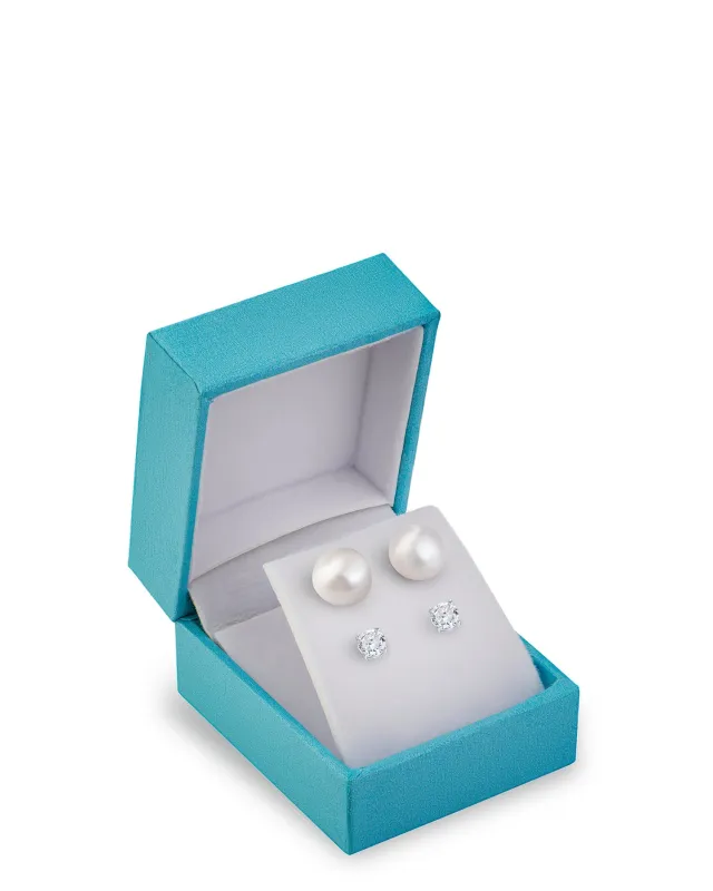 Pearl and CZ Stud Set made by Boston Proper