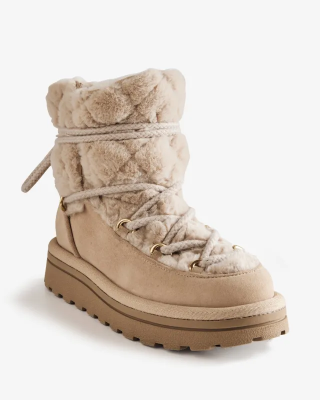 Sam Edelman Fur Lace Up Bootie Tan made by Sam Edelman