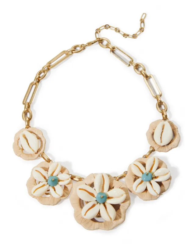 Statement Shell and Raffia Necklace Natural sold by Boston Proper