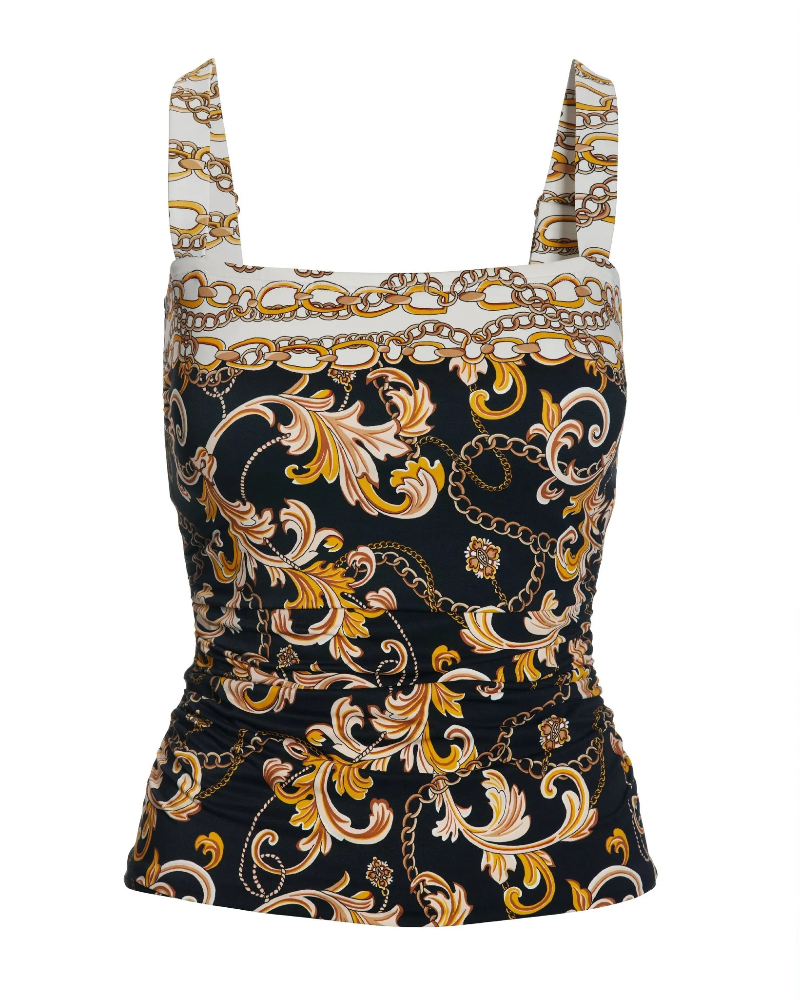 Swim Sense Filigree Status Print Square-Neck Tankini Top Black/Gold sold by Boston Proper product image thumbnail 2
