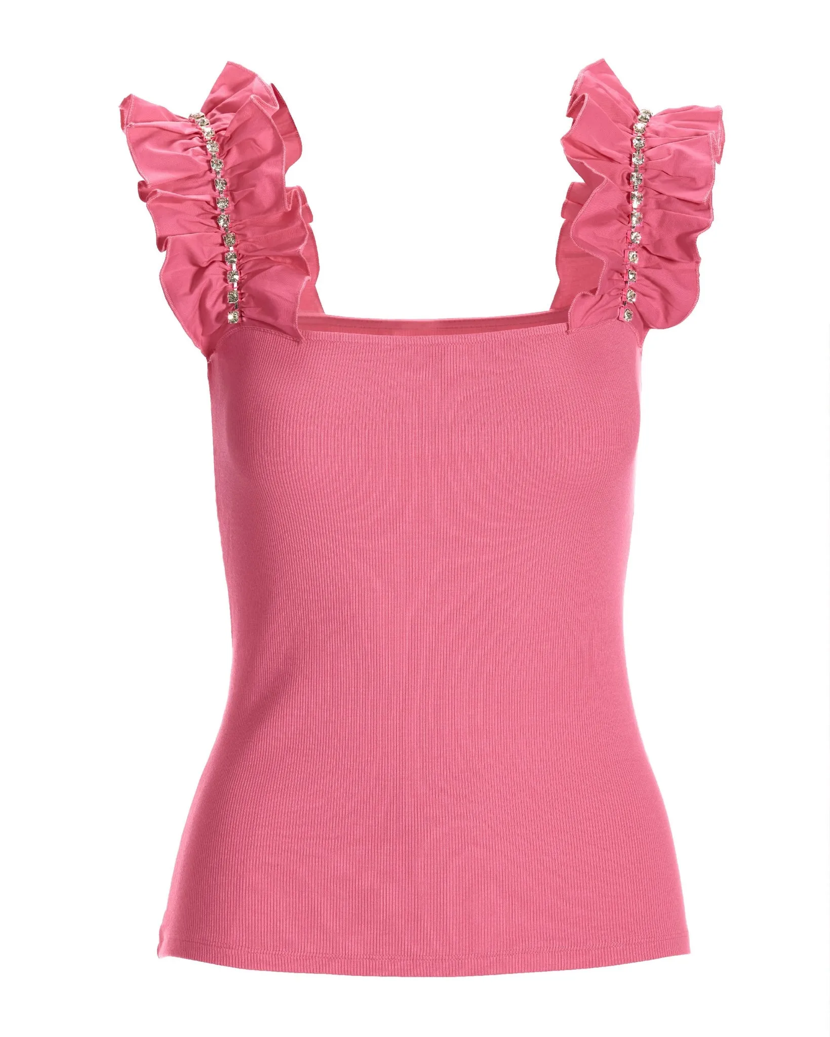 Rhinestone Ruffle Sleeve Tank Top Aurora Pink sold by Boston Proper product image thumbnail 2