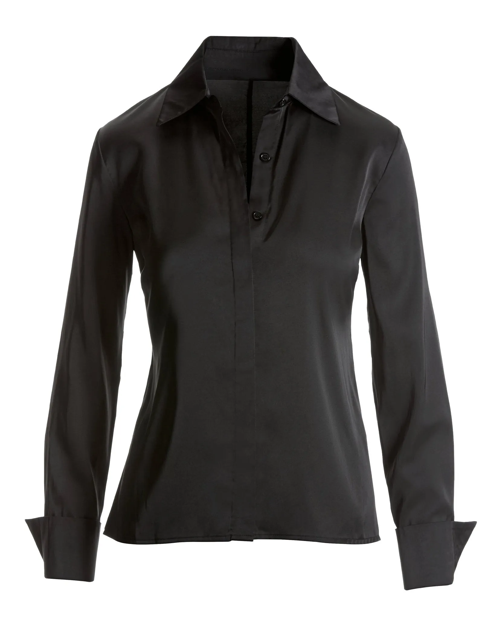 Sophia Button-Up Charmeuse Blouse Black sold by Boston Proper product image thumbnail 2