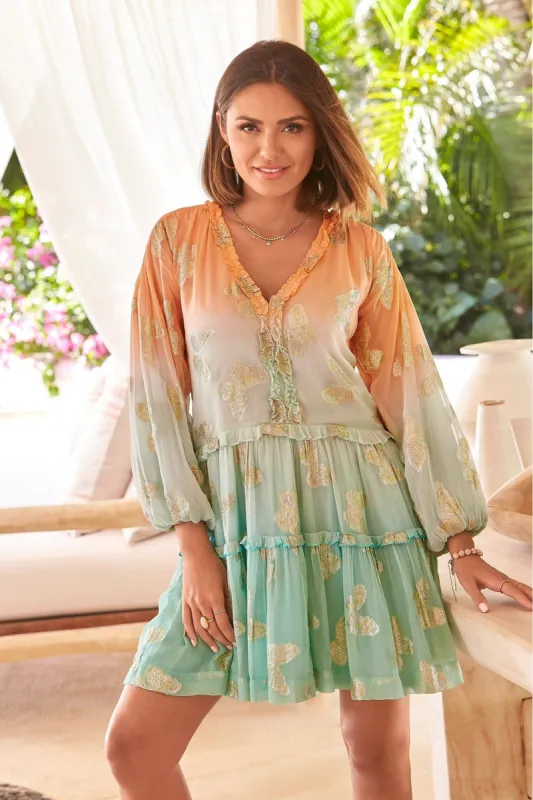 Ombr Butterfly Boho A Line Dress Blue Multi sold by Boston Proper