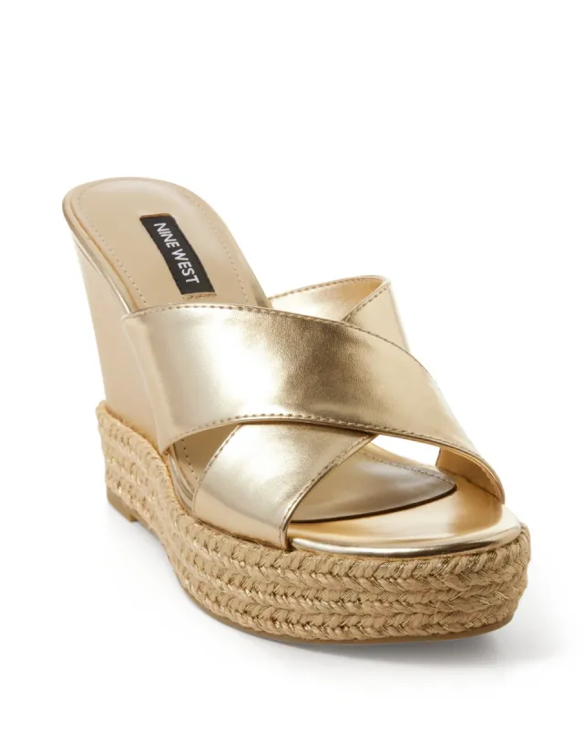 Metallic Criss Cross Slide Wedge Gold sold by Boston Proper