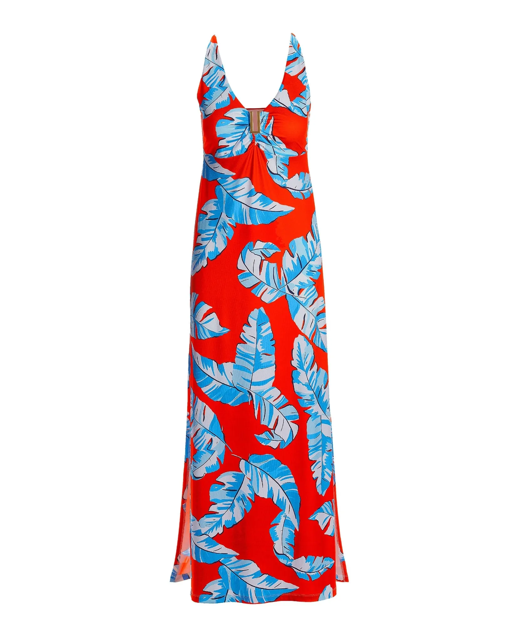Summer Palms Print Hardware Knit Maxi Dress Red sold by Boston Proper product image thumbnail 2