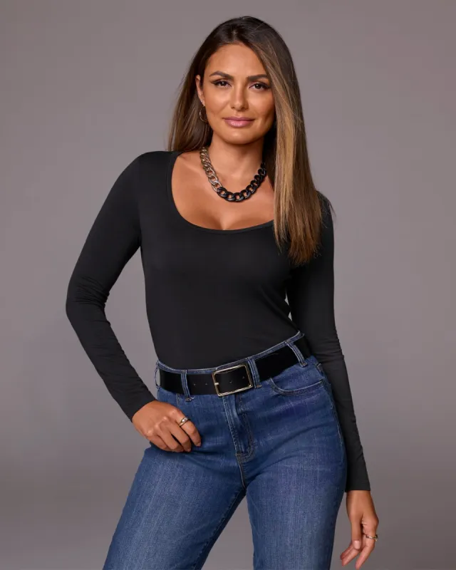 So Effortless Long Sleeve Scoop Neck Knit Top Proper Black sold by Boston Proper