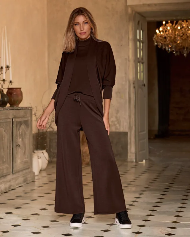 Luxe Lounge Drawstring Wide Leg Pant Safari Brown sold by Boston Proper