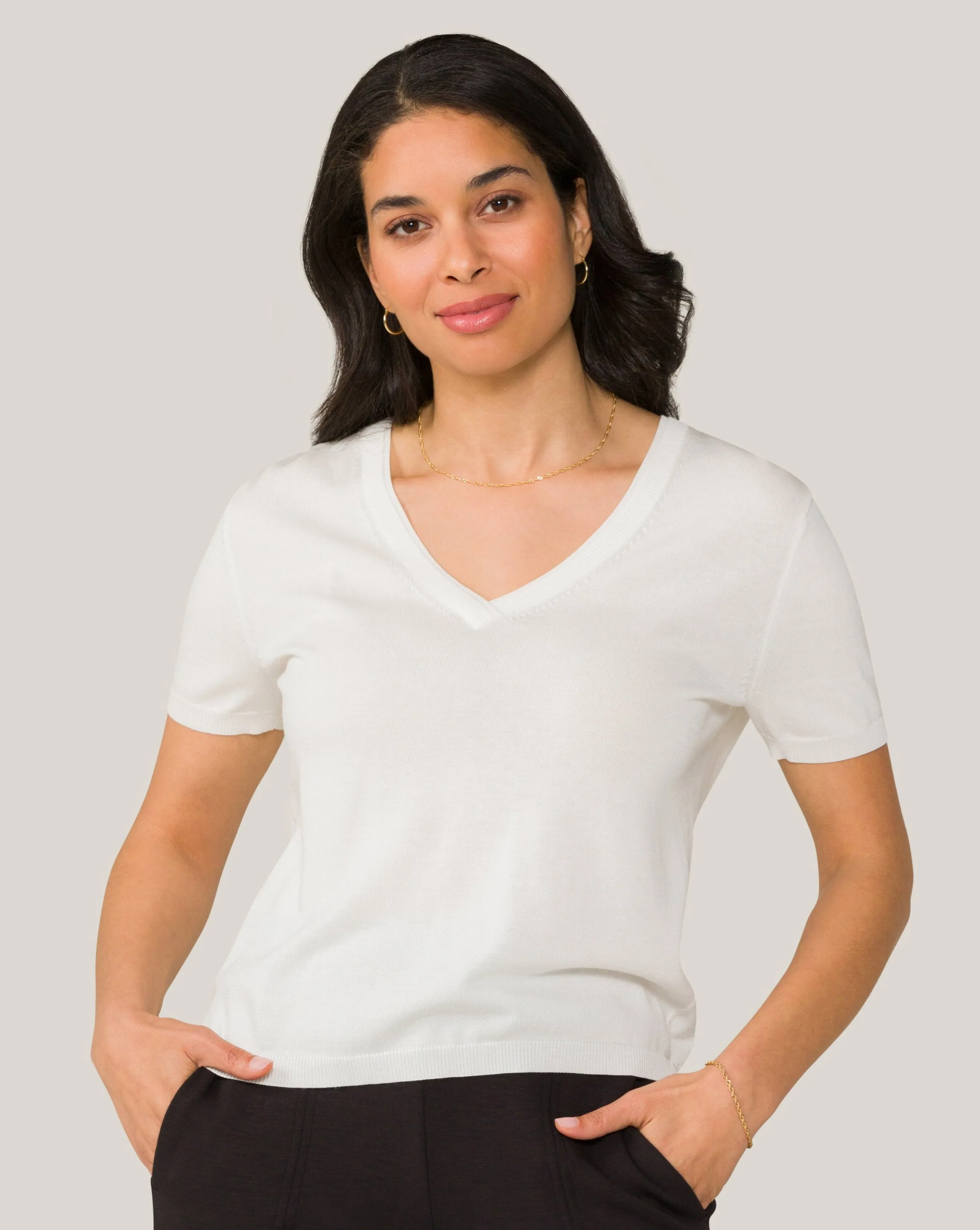Vida Knit Tee Bone sold by Boston Proper product image thumbnail 2