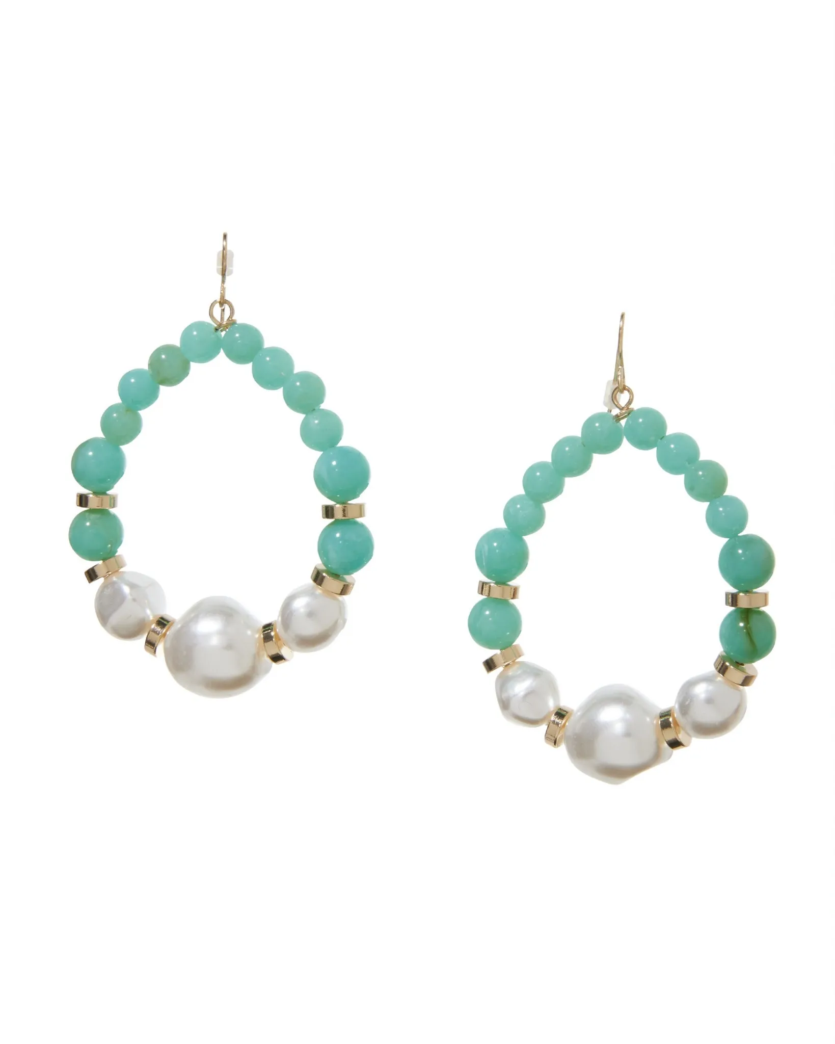 Pearl And Stone Hoop Earring White/Turquoise sold by Boston Proper