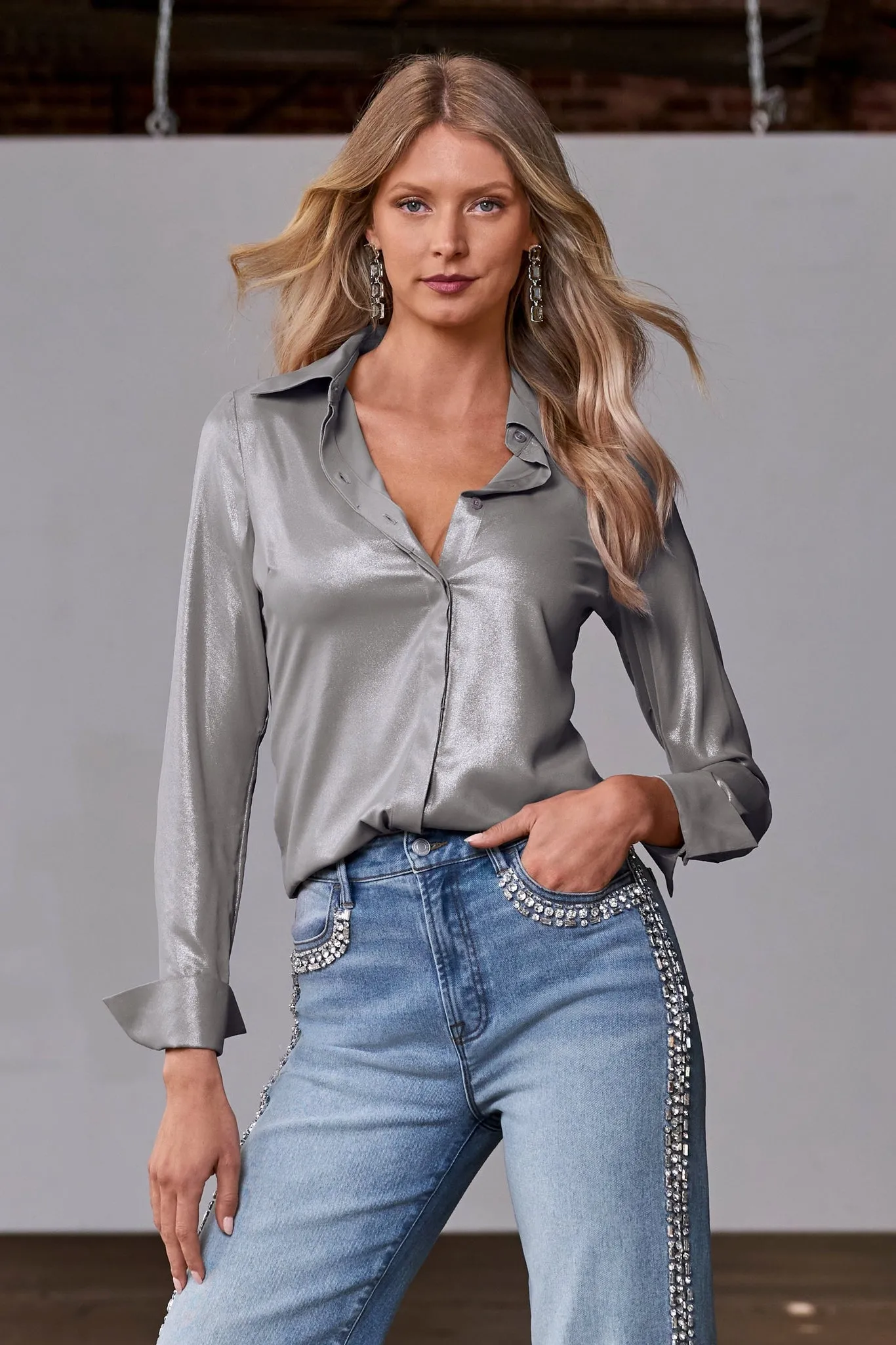 Gem Drop Earring Gunmetal/Silver sold by Boston Proper product image thumbnail 2