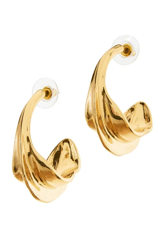 Hammered Metal Hoop Earrings Gold sold by Boston Proper