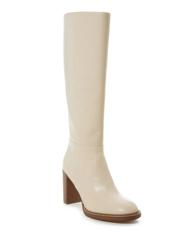 Tall Leather Heeled Boot Ivory sold by Boston Proper