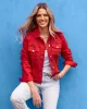 The Essential Denim Jacket Racing Red sold by Boston Proper