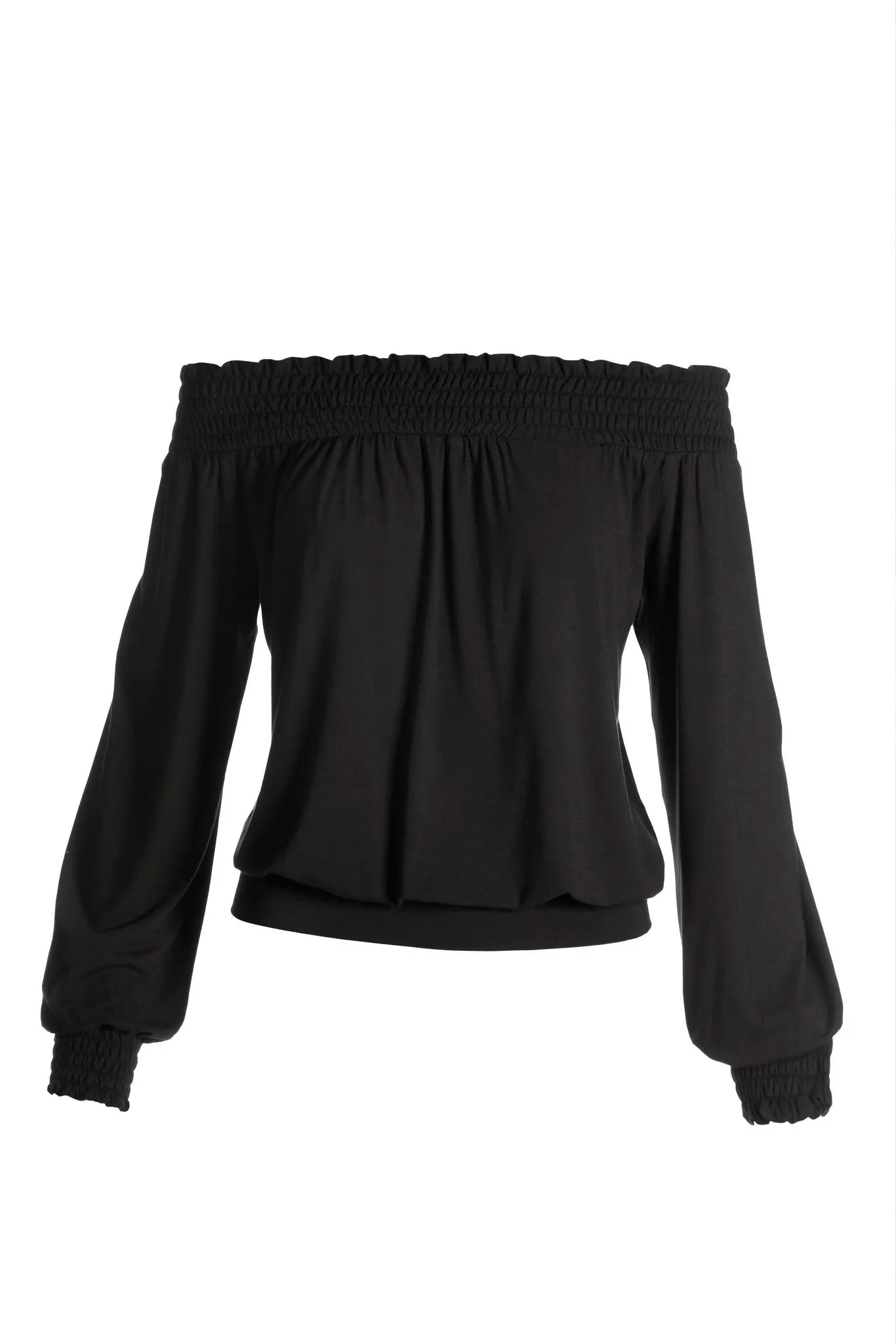 Off The Shoulder Smocked Knit Top Black sold by Boston Proper product image thumbnail 2