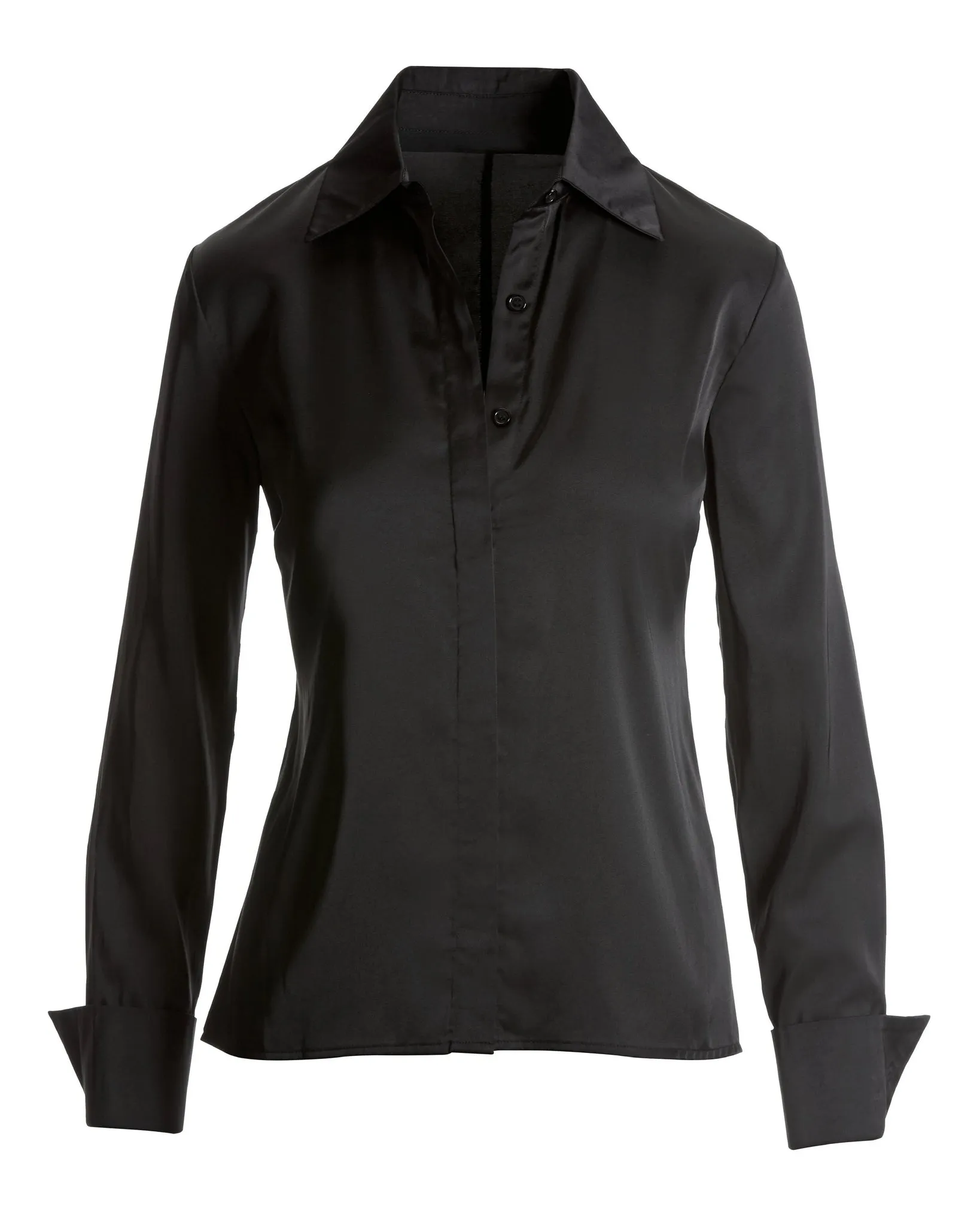 Sophia Button Up Charmeuse Blouse 2AM90 Black sold by Boston Proper product image thumbnail 2