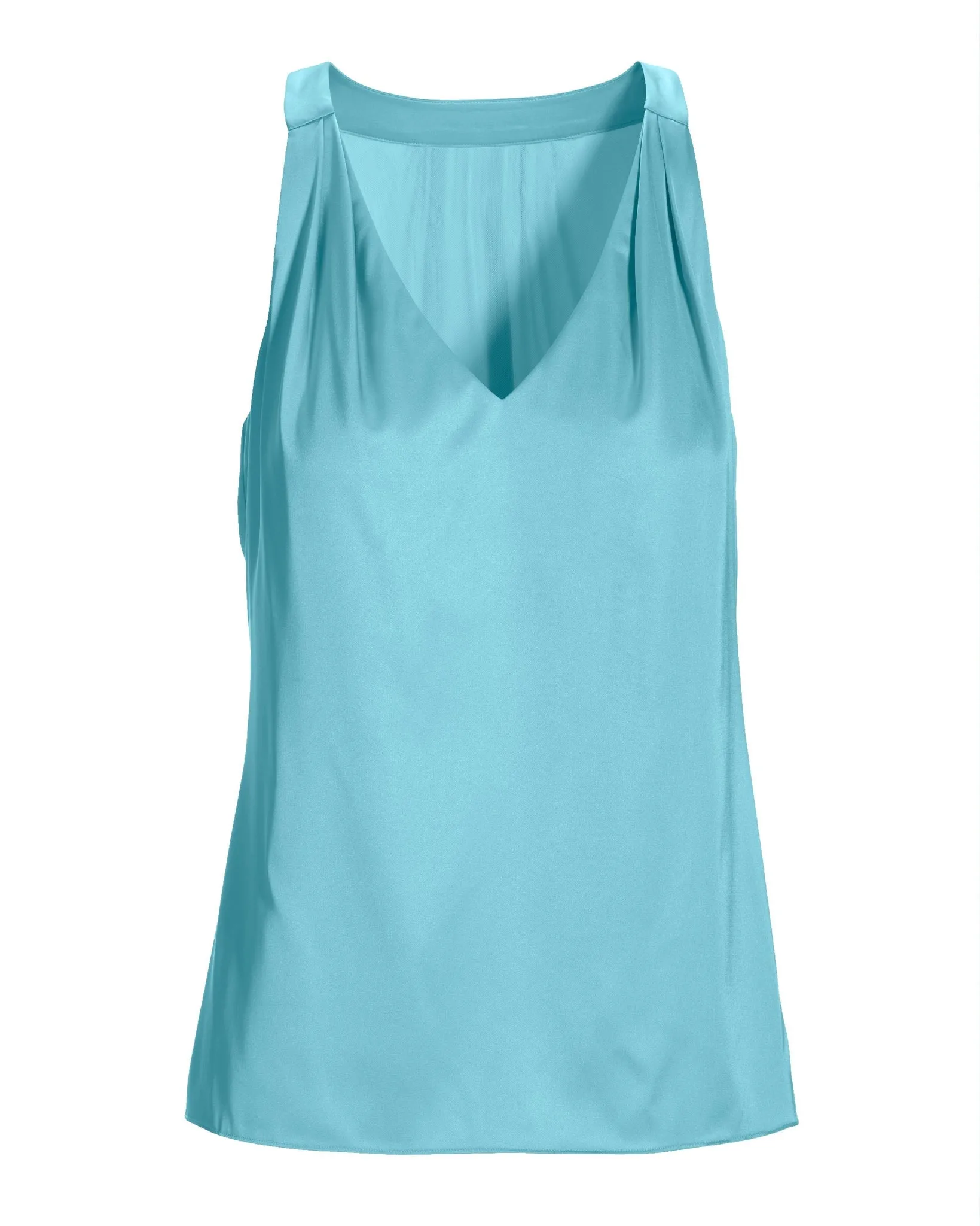 Nikki V-Neck Charmeuse Blouse Tanager Turquoise sold by Boston Proper product image thumbnail 2