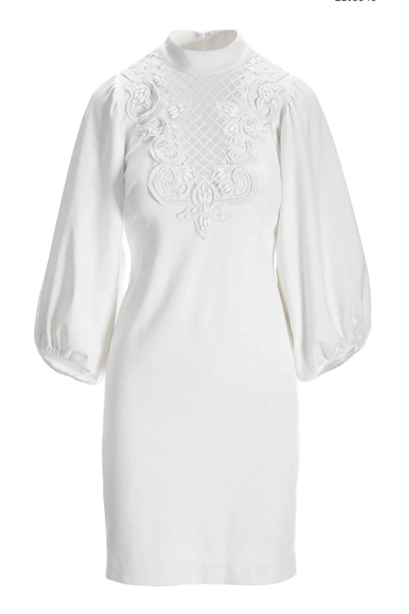 Lace Detail Balloon Sleeve Shift Dress White sold by Boston Proper product image thumbnail 2
