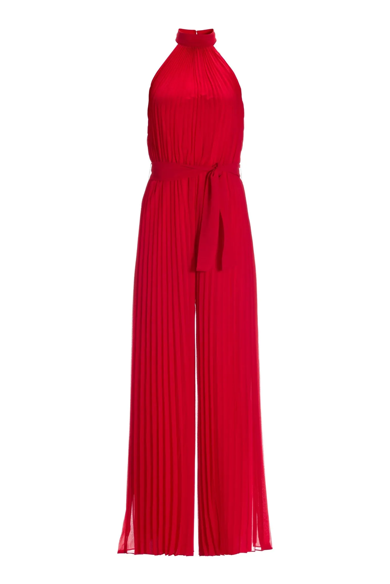 Pleated High-Neck Jumpsuit Red sold by Boston Proper product image thumbnail 2
