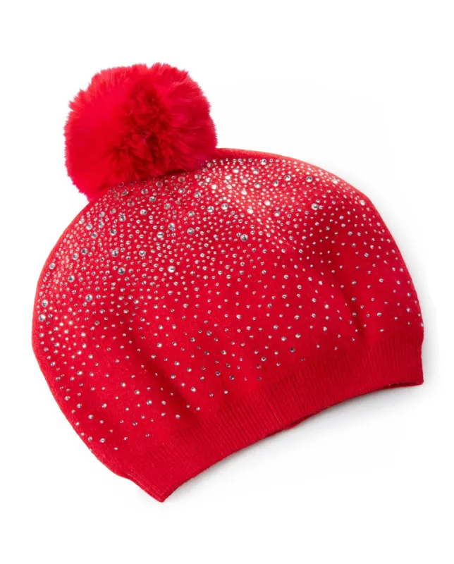 Embellished Beanie Red/Silver sold by Boston Proper