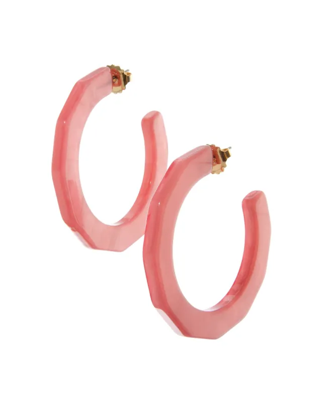 Glistening Resin Textured Hoop Earring Pink sold by Boston Proper