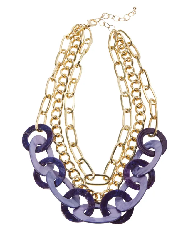 Layered Resin Chain Necklace Purple Multi sold by Boston Proper