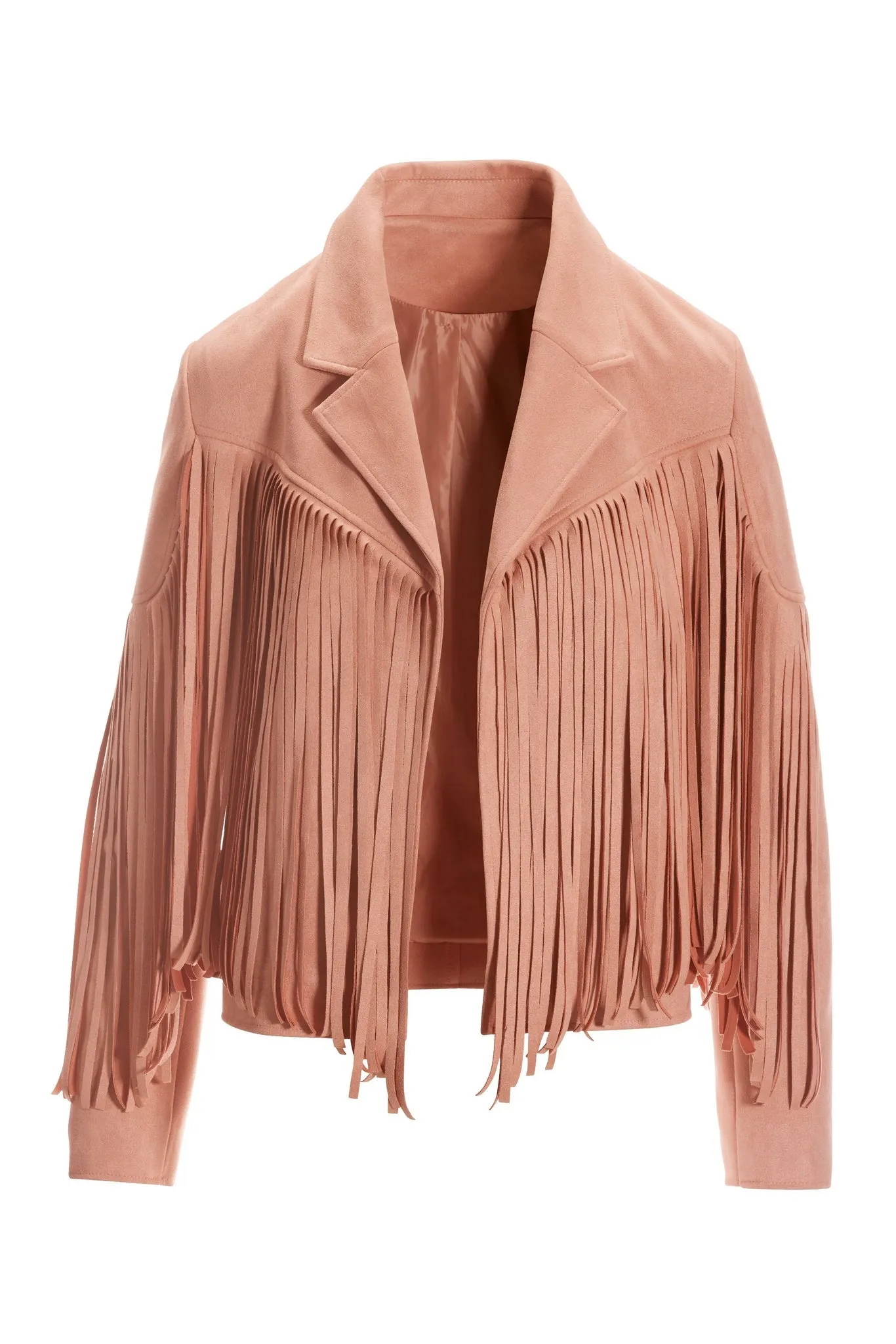 Fringed Faux Suede Jacket Blush sold by Boston Proper product image thumbnail 2