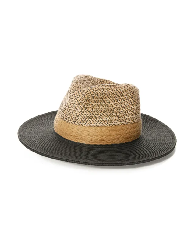 Braided Straw Hat Black/Natural sold by Boston Proper