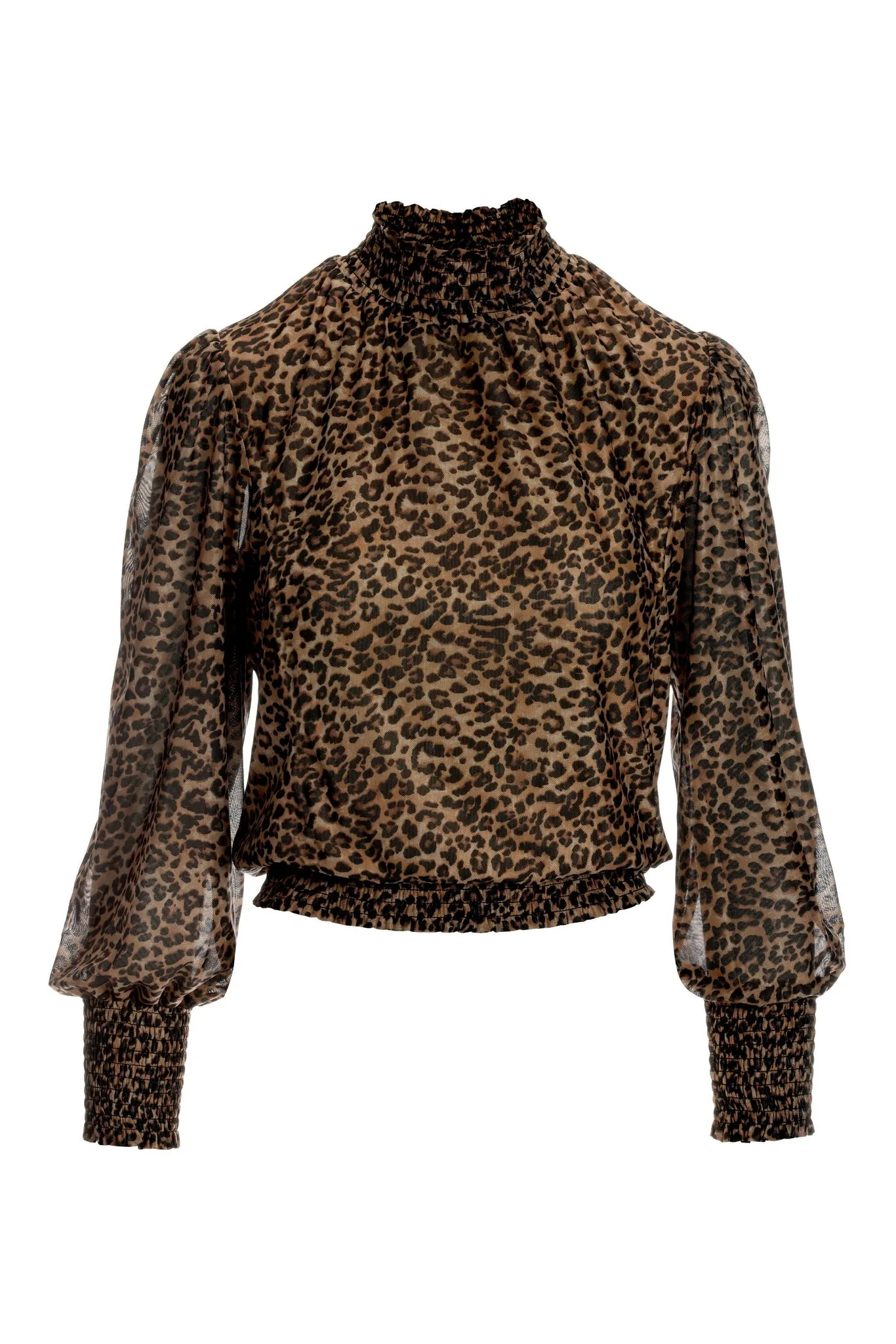 Leopard Mesh Turtleneck Top Multi sold by Boston Proper product image thumbnail 2