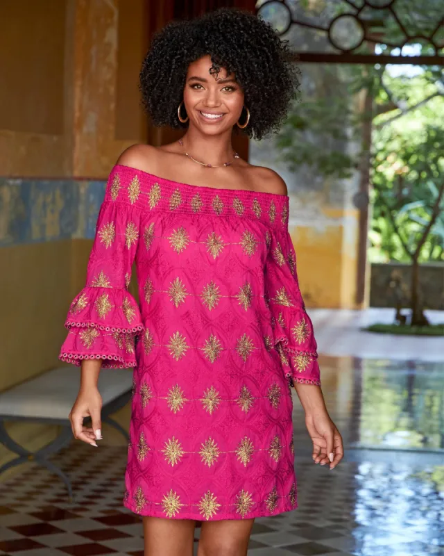 Metallic Detail Off-The-Shoulder Dress Blossom sold by Boston Proper